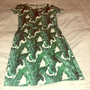 Palm Leaf Dress with Pockets
